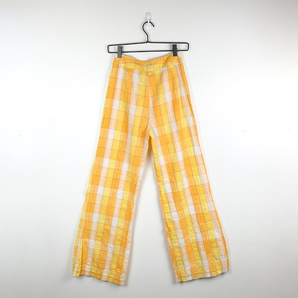 Vintage 60s 70s Plaid High Waisted Flare Pants - Picture 2 of 9